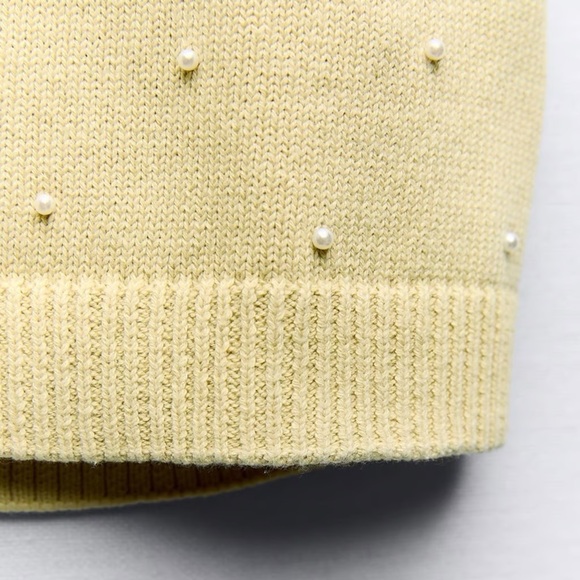 NWT ZARA JEWEL AND PEARL KNIT TOP - Picture 4 of 5